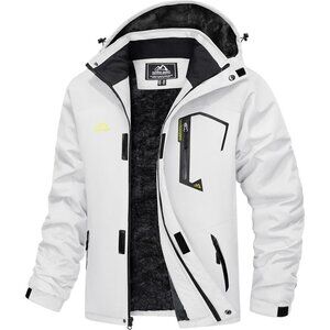 ❤️ Men's Water Resistant Fleece  Lined Windproof Warm Snow Ski Jacket-White